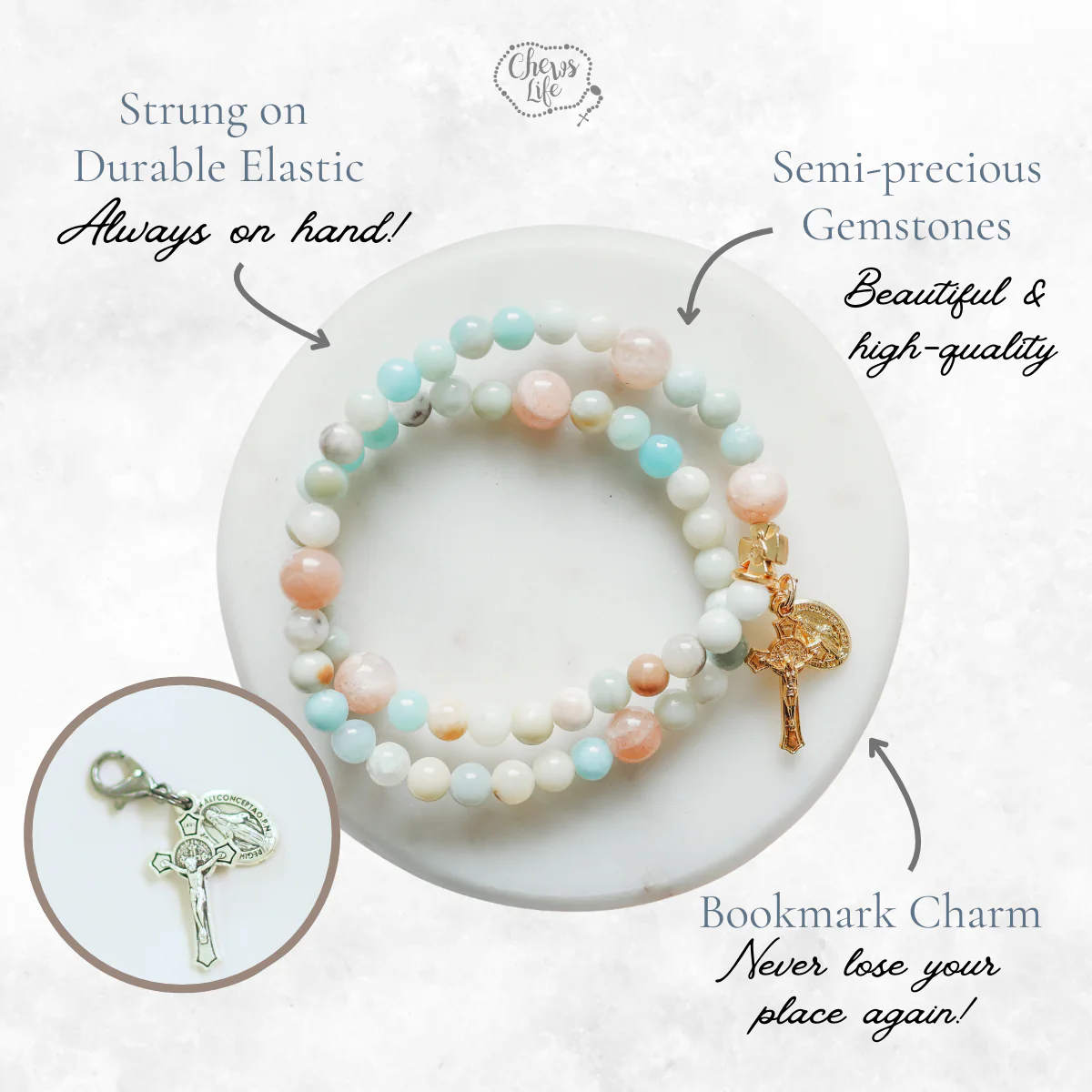 Gianna | Stretch & Wrap Rosary Bracelet - Image 7
